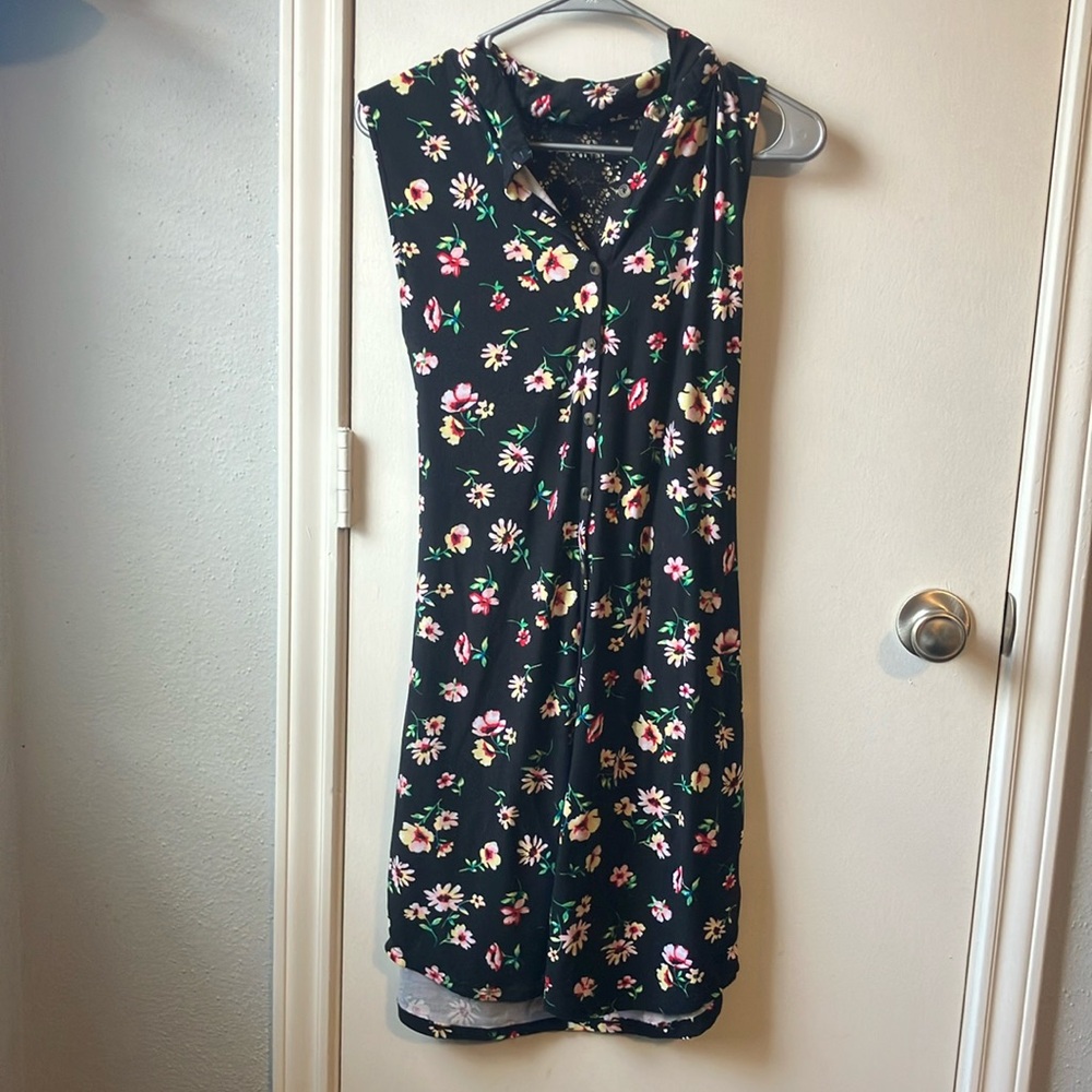 No Boundaries Black and Floral Sleeveless Sundress